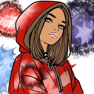 a realistic girl in a hoodie