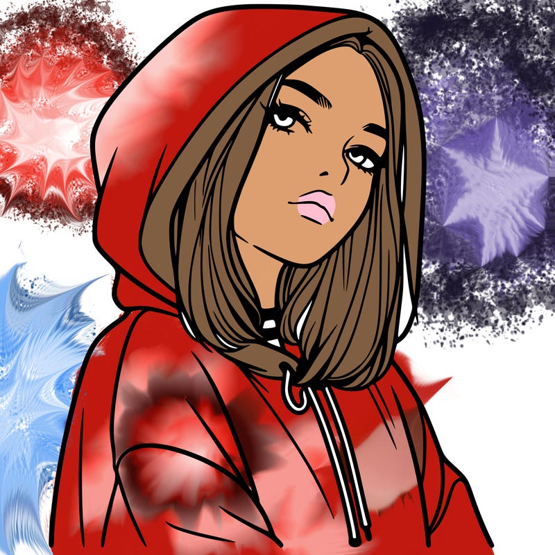 a realistic girl in a hoodie