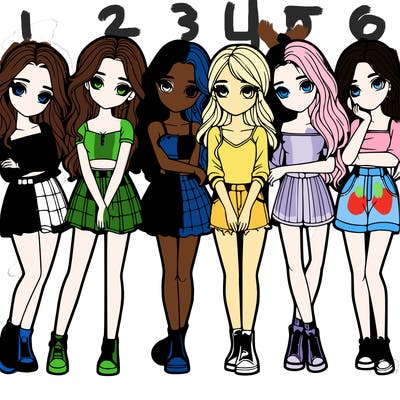 a group of girls realistic