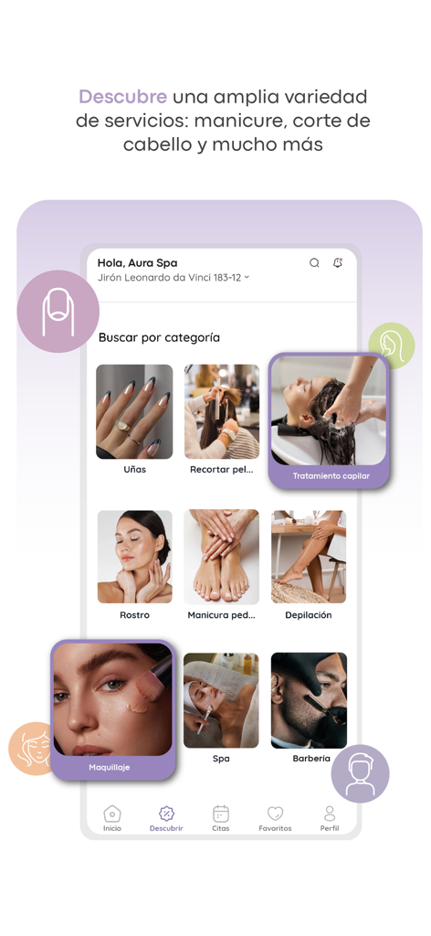 Buki Beautyplanner - The Buki Beautyplanner app interface displaying beauty and grooming service categories for booking