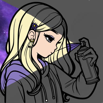 a realistic girl spray painting