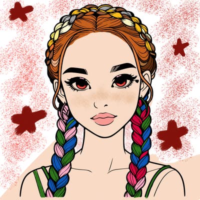 realistic girl with braids