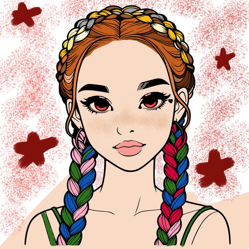 realistic girl with braids