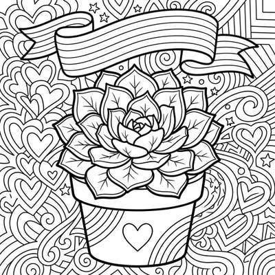 Embrace the spirit of love and diversity with this unique Echeveria succulent coloring page, adorned with Pride-themed elements. Perfect for a mindful coloring session celebrating growth and acceptance.
