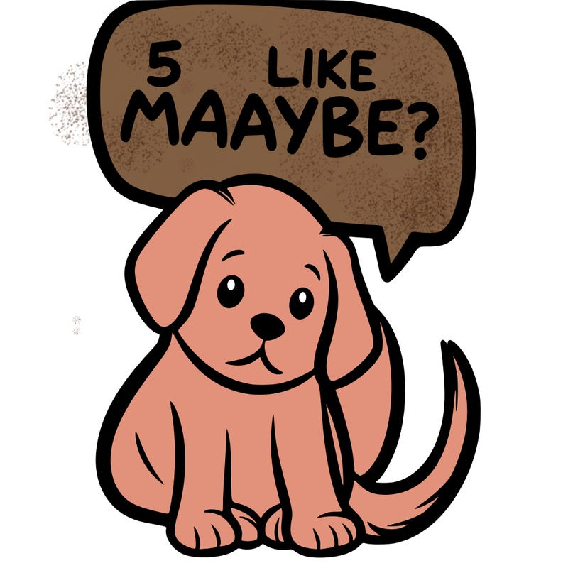 a puppy that says 5 like maybe