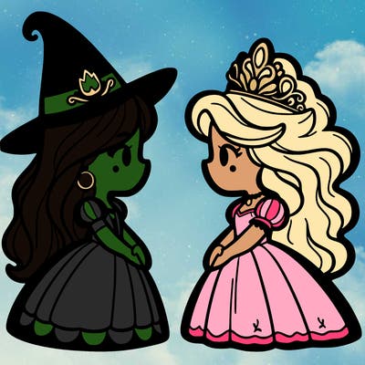 princess and witch facing each other