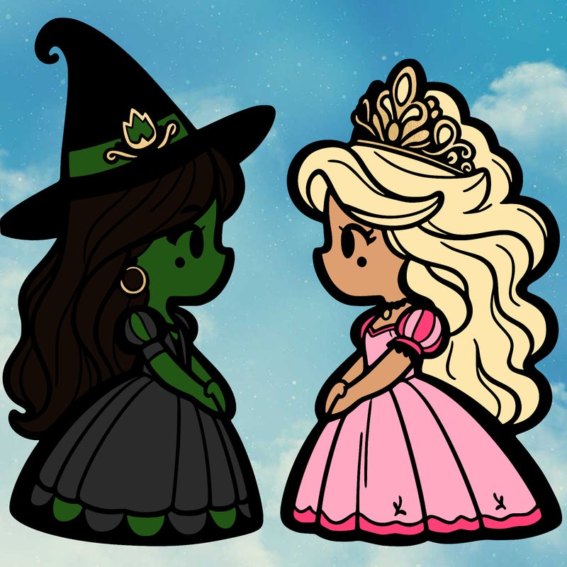 princess and witch facing each other