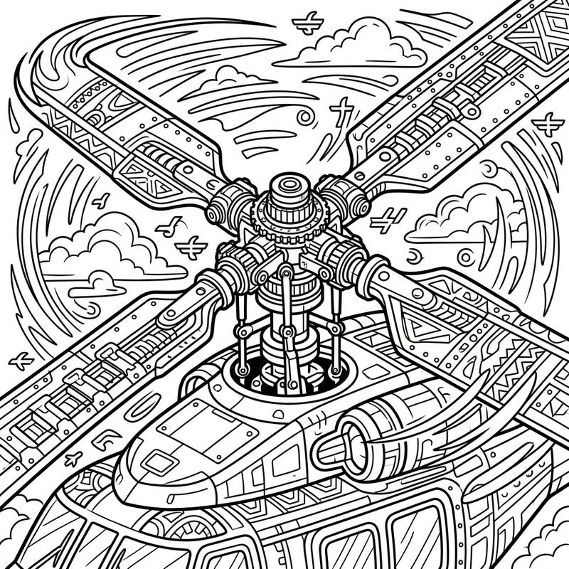 Unleash your artistic spirit with this captivating helicopter rotors coloring page, thoughtfully designed for seniors. Its large print and clear outlines make it an ideal choice for a relaxing and engaging coloring experience.