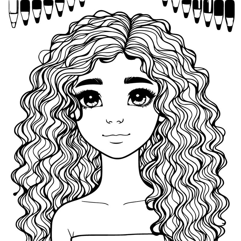 realistic girl with curly hair