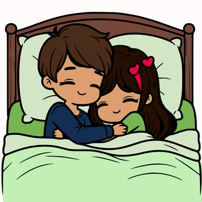 cute couple cuddling in bed