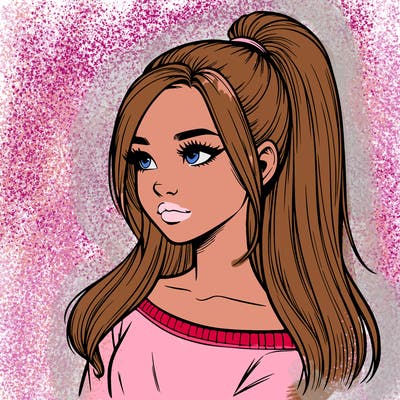realistic girl with a high ponytail