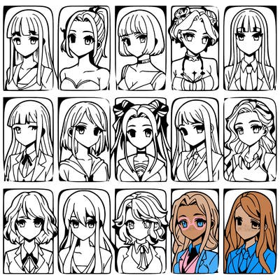 girls that look diffrent anime