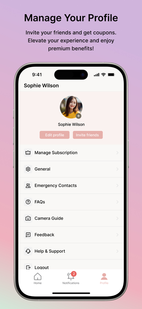 DETEKCAM: AI Camera Detector - User profile and settings interface for DETEKCAM camera detector app