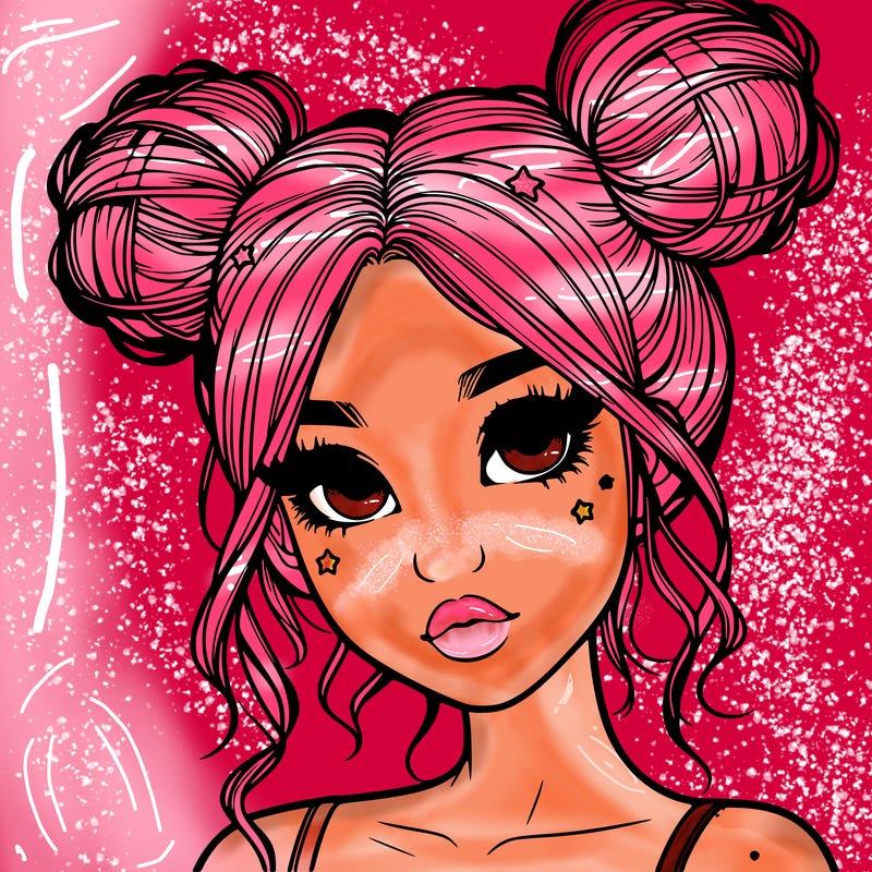 realistic girl with space buns
