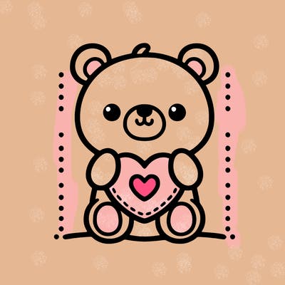 cute bear with heart