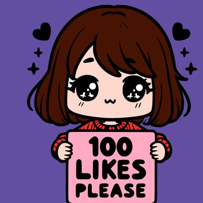 cute girl holding a sign saying 100 likes please
