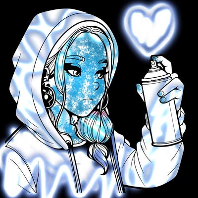 a realistic girl, spray painting