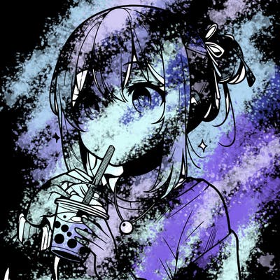 manga character drinking boba