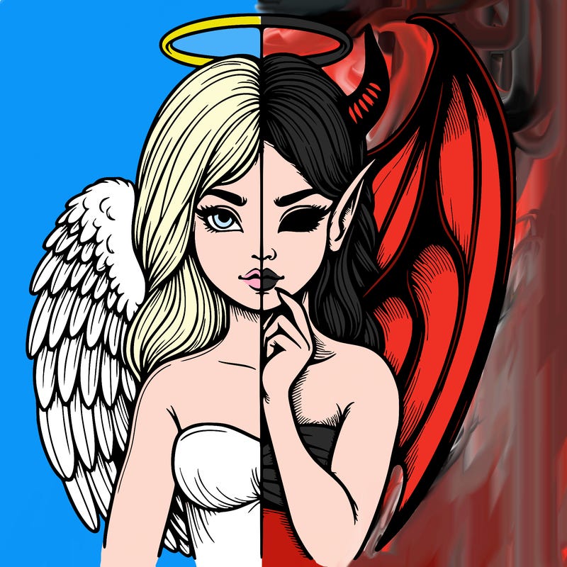 realistic angel half demon