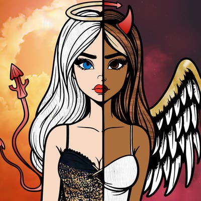 devil vs angel realistic girl