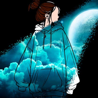 realistic girl with a oversized sweatshirt on and a bun