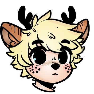 a humanoid deer with soft fluffy ears