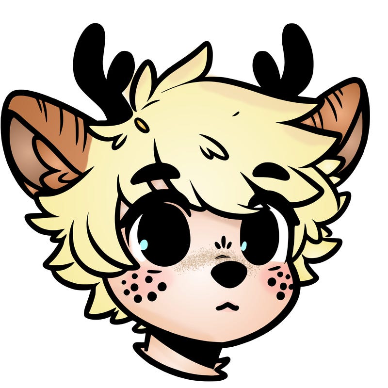 a humanoid deer with soft fluffy ears