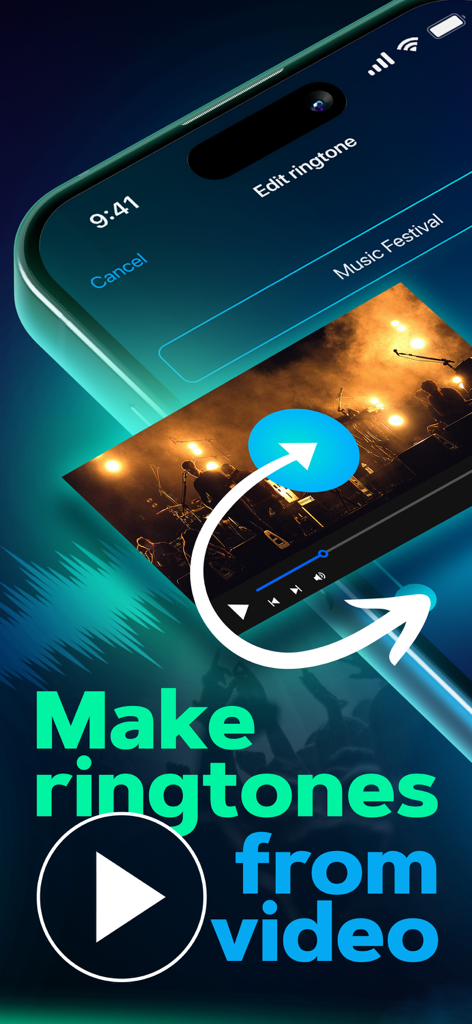 iPhone screen showing the feature to make custom ringtones from video files