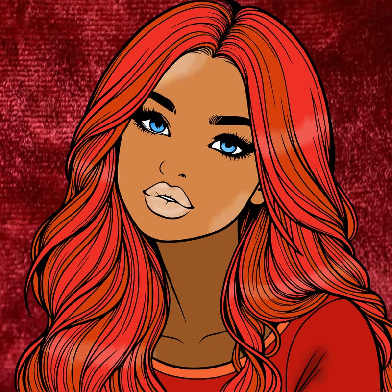 realistic girl with hair on her hair and lips