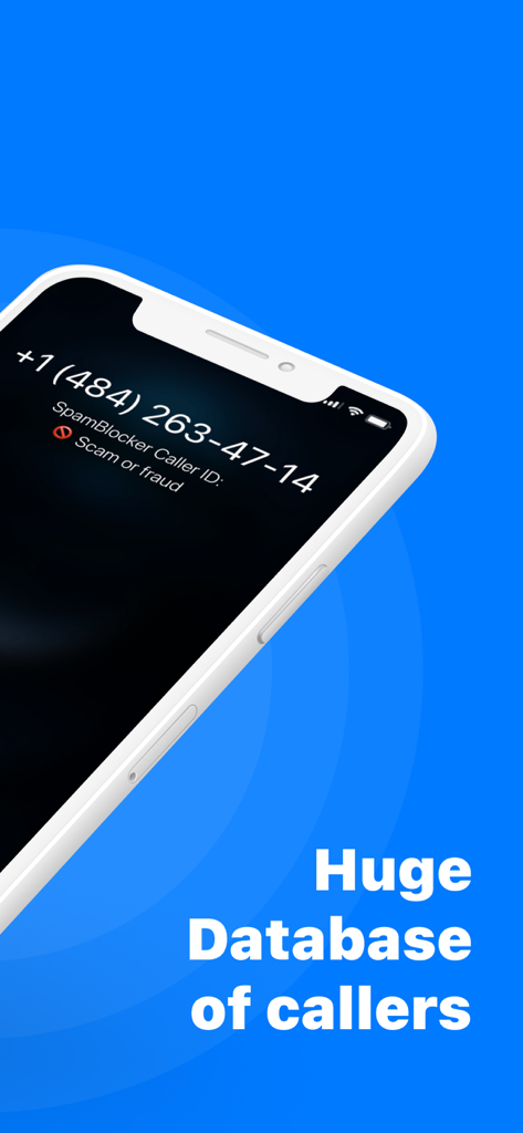 Spam Call Blocker Scam Shield - Smartphone screen displaying a fraud alert for an incoming spam call