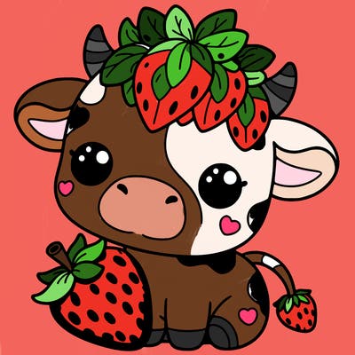 cute strawberry cow