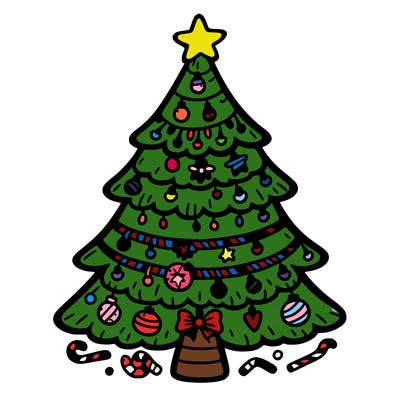 christmas tree with lots of details