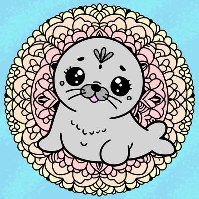 a cute baby seal mandala