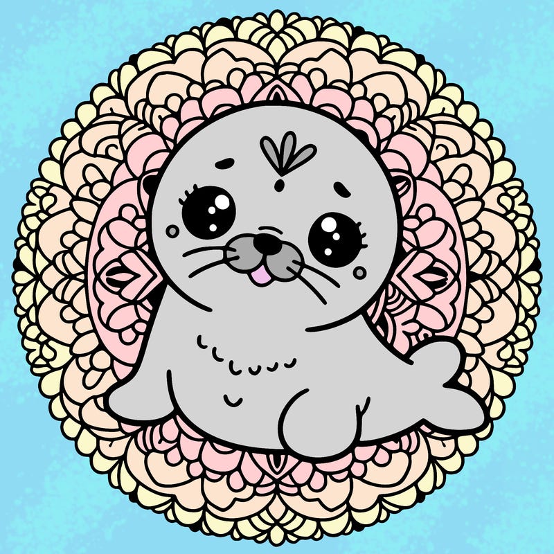 a cute baby seal mandala