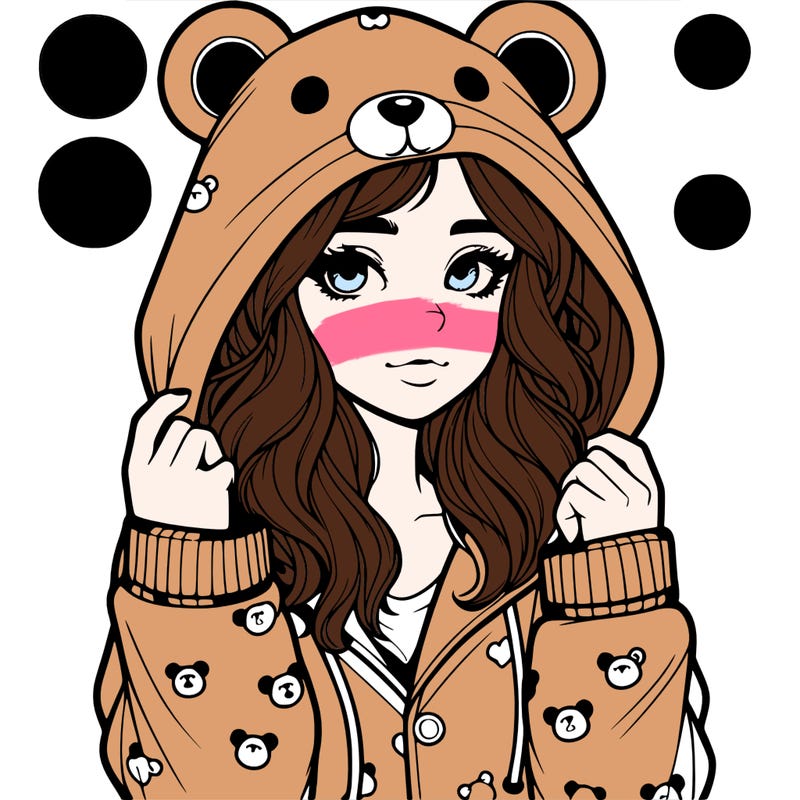 realistic girl in a animal pjs hoodie