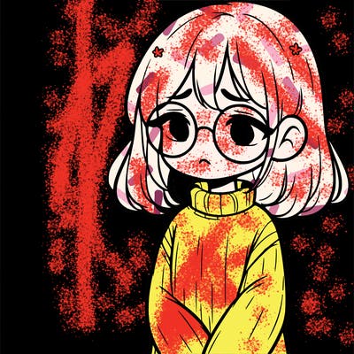sad girl with glasses in a sweater
