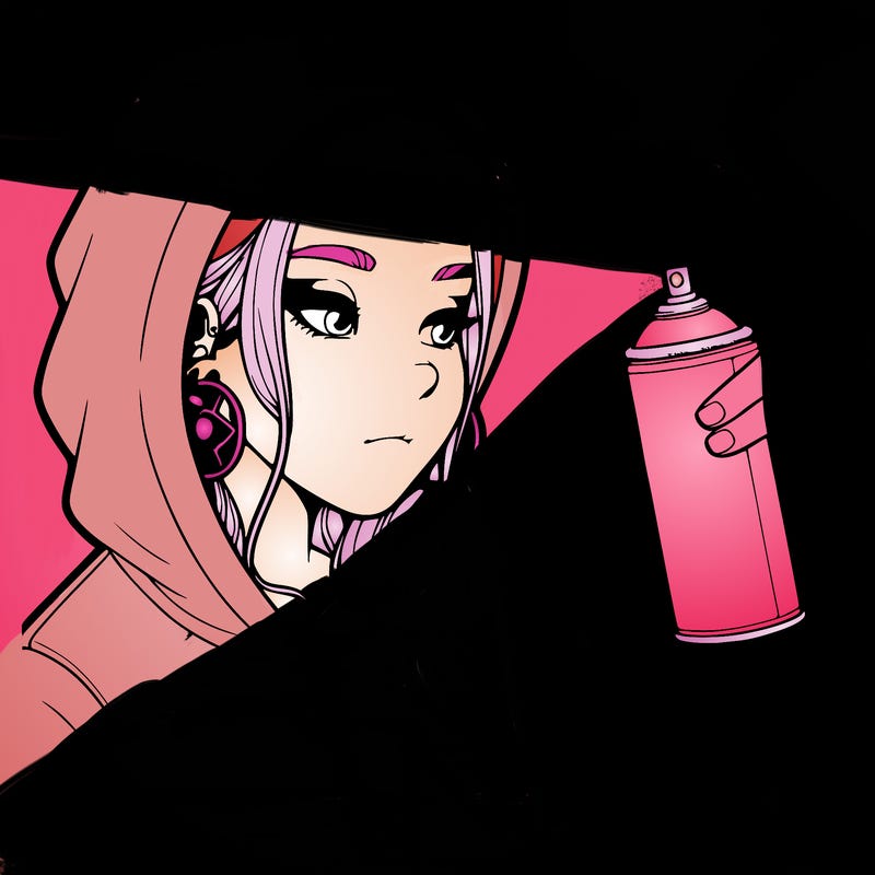 a realistic girl, spray painting