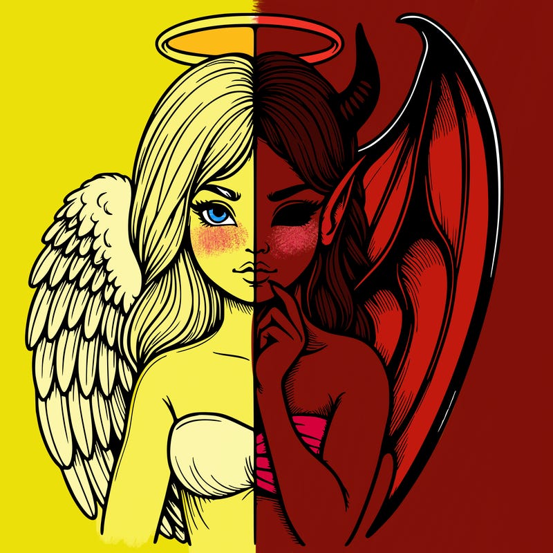 realistic angel half demon