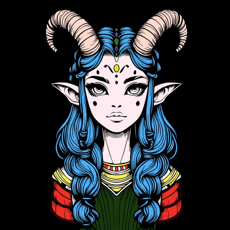 realistic alien girl with horns