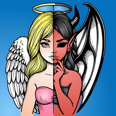 realistic angel half demon