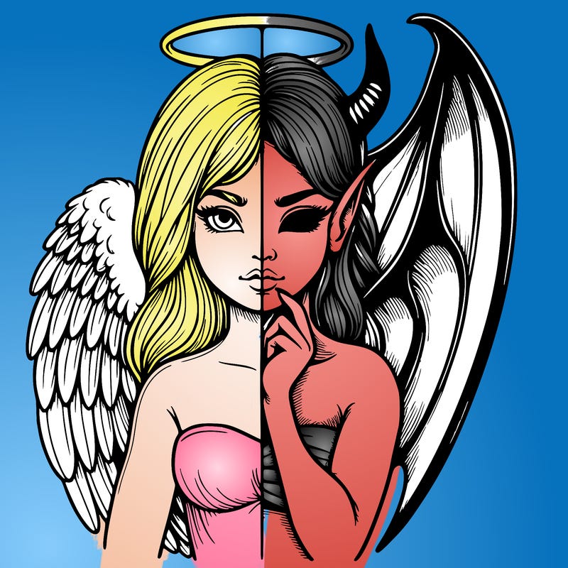 realistic angel half demon