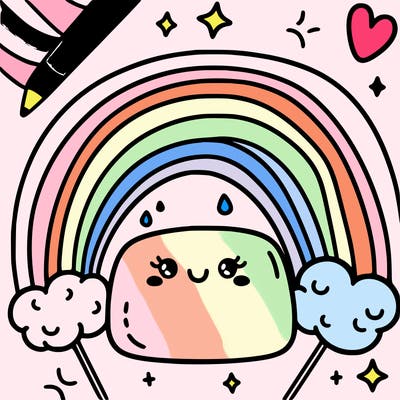 rainbow marshmallow pastel