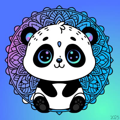 cute baby panda animal mandala