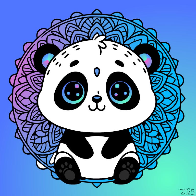 cute baby panda animal mandala