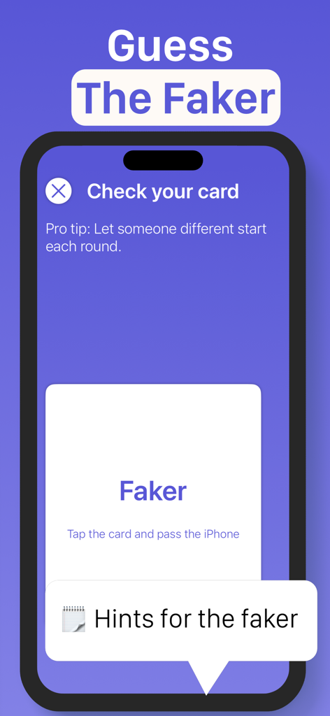 Interfaz del modo de juego Adivina el Farsante en la aplicación QuizHead