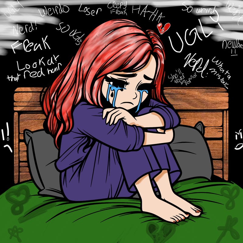 realistic girl crying on her bed over a break up