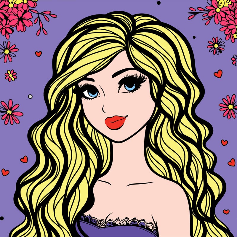 pretty woman with long wavy hair