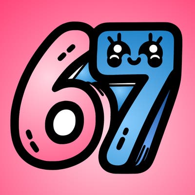 the numbers 67