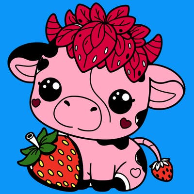 cute strawberry cow