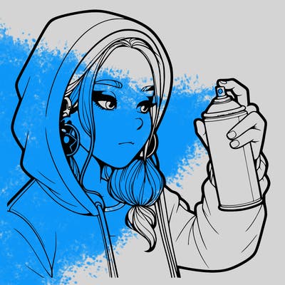 a realistic girl, spray painting
